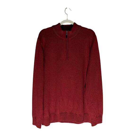 L.L. Bean Burgundy Red 100% Merino Wool Long Sleeve 1/4 Zip Sweater, XL - Picture 1 of 11